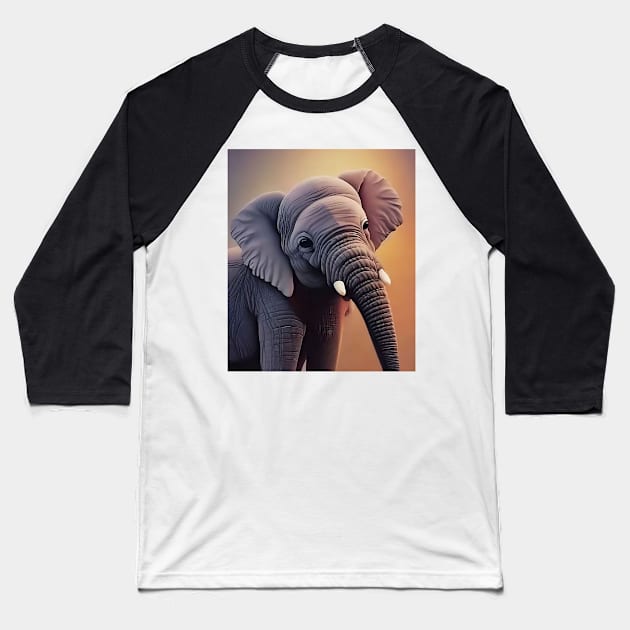 Baby Elephant Baseball T-Shirt by AmazingCorn